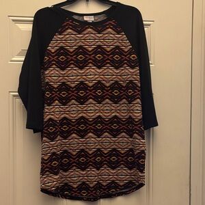 LuLaRoe Black and Pink Geometric Top size L